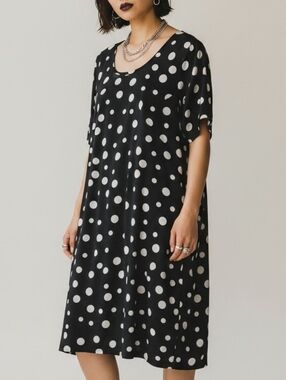 Black & White Polka Dot Midi Dress